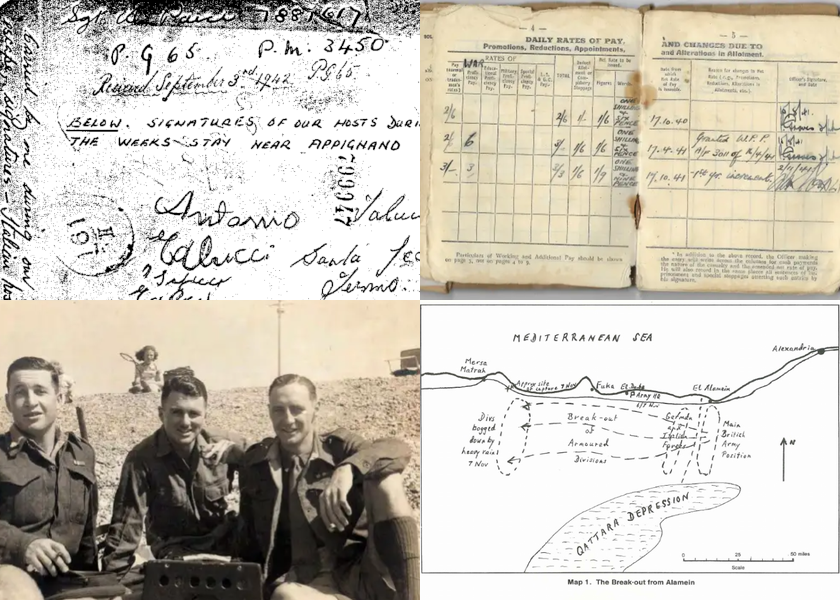 Collage of old prisoner of war diaries and memoirs