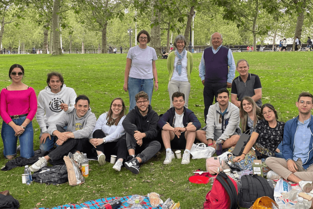 Students sitting in the park